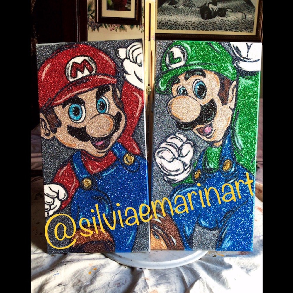Super Mario and Luigi Glitter ☄️💥⭐️🍄🦖